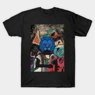 FemaleMask NFT Named "Andrew" with AnimalEye Color and BlueSkin Color T-Shirt